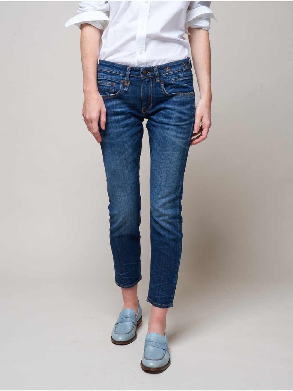 R13 jeans Vintage wash Boy Skinny Jeans cropped Made in Italy size 26 EUC